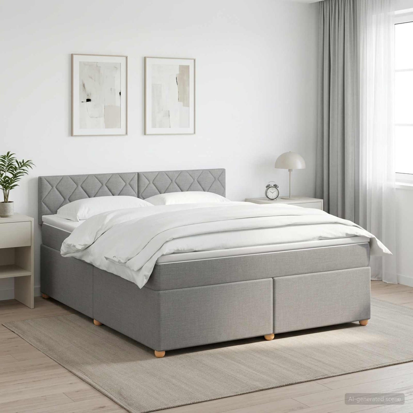 vidaXL Κρεβάτι box spring με στρώμα Ανοιχτό γκρι 140 x 200 cm Ύφασμα