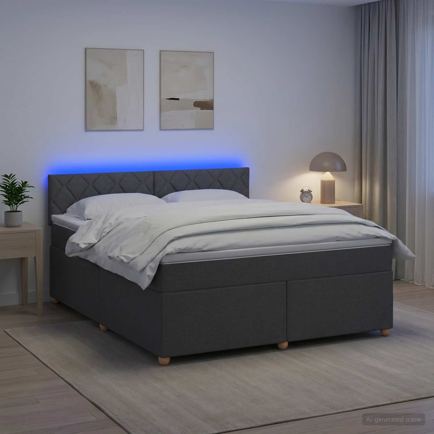 vidaXL Κρεβάτι box spring με στρώμα Σκούρο Γκρι 160 x 200 cm Ύφασμα
