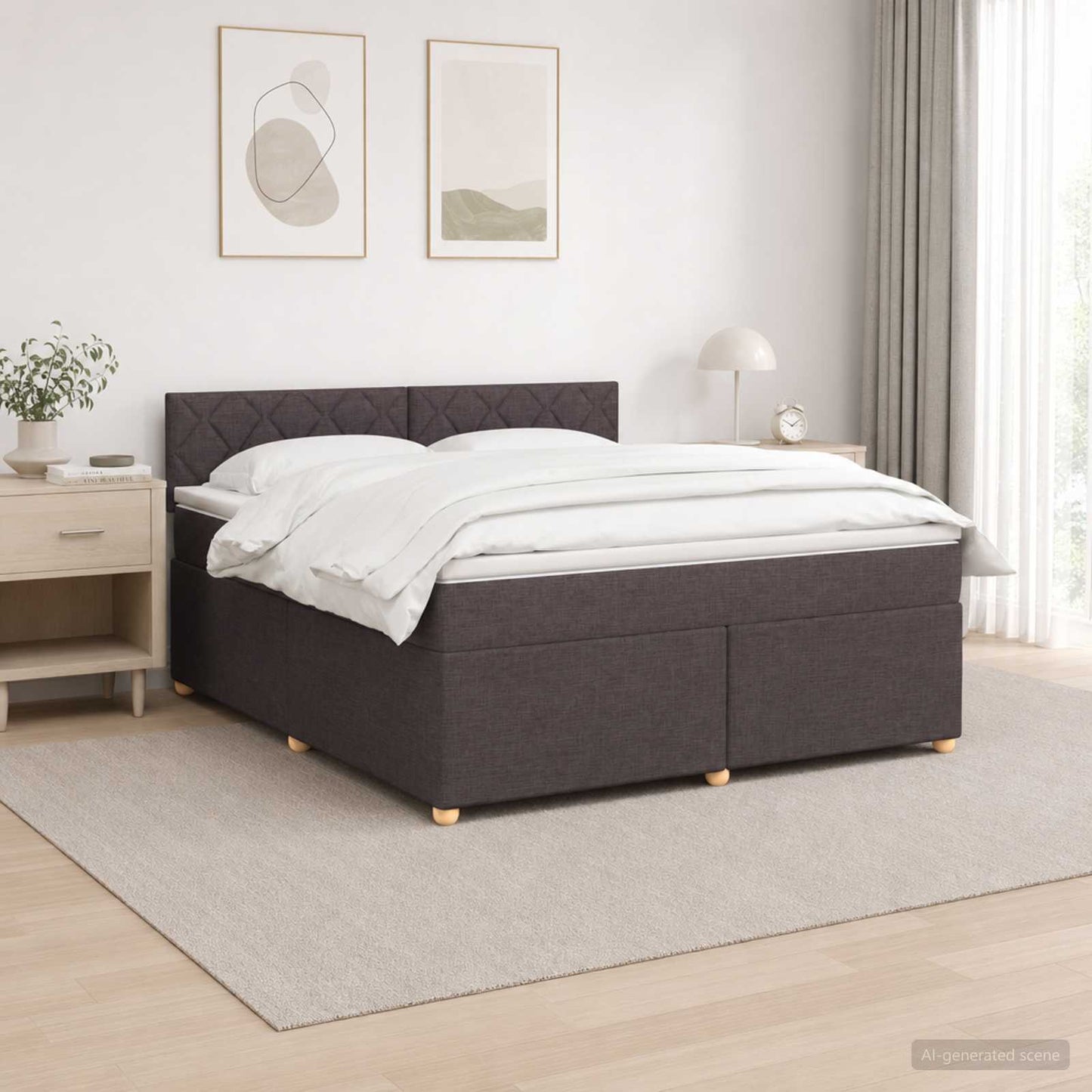 vidaXL Κρεβάτι box spring με στρώμα Σκούρο Καφέ 140 x 200 cm Ύφασμα
