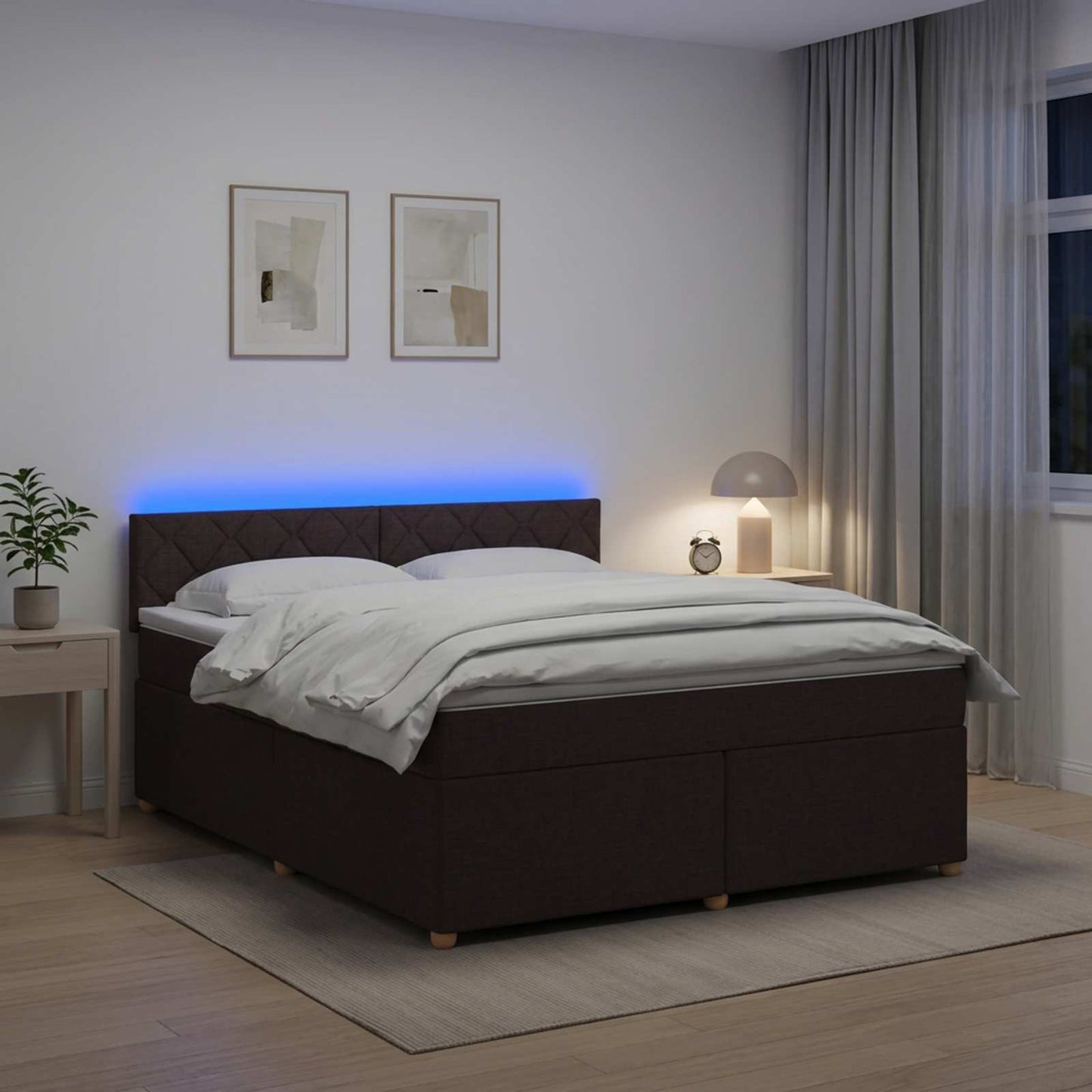 vidaXL Κρεβάτι box spring με στρώμα Σκούρο Καφέ 140 x 200 cm Ύφασμα