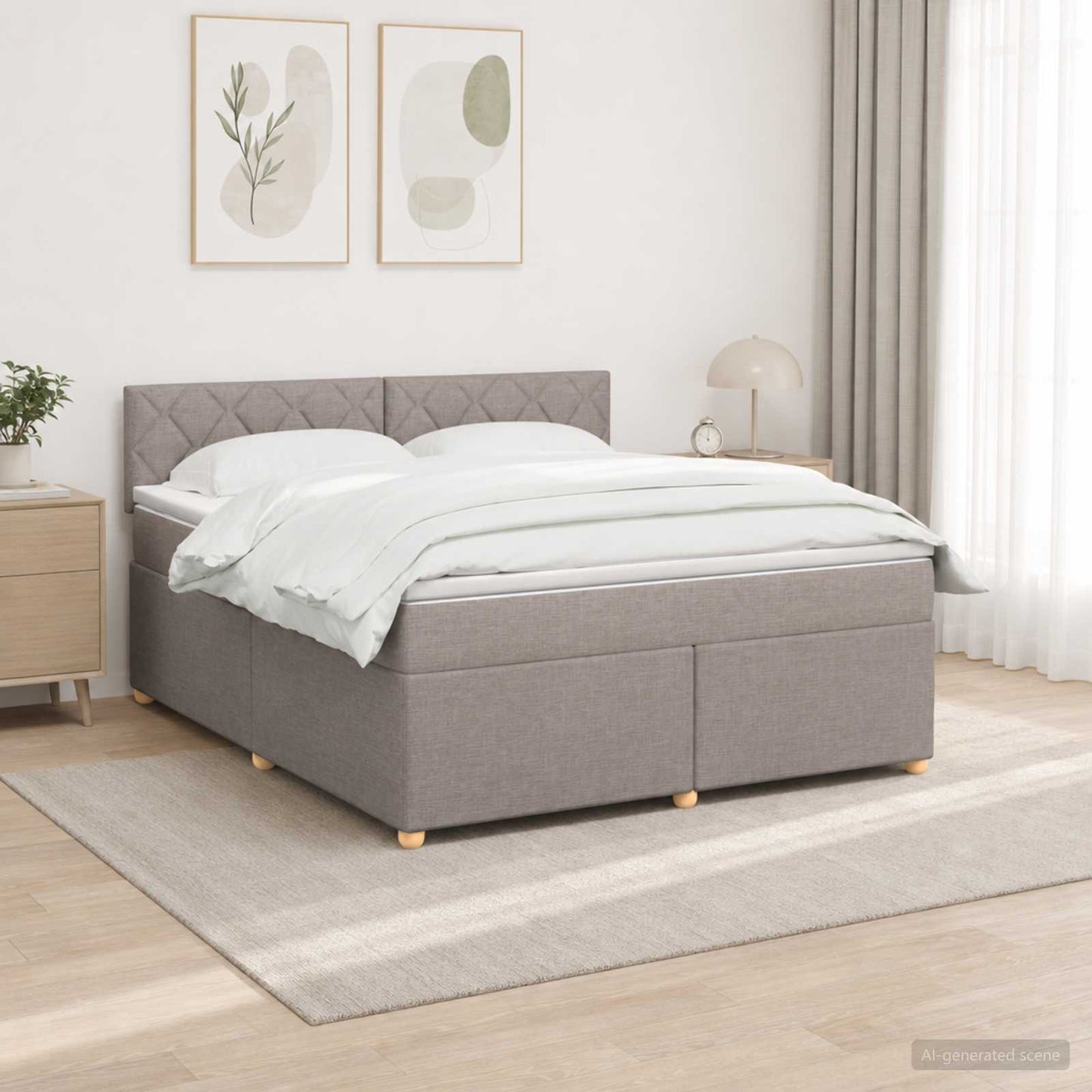 vidaXL Κρεβάτι box spring με στρώμα Taupe 180 x 200 cm Ύφασμα