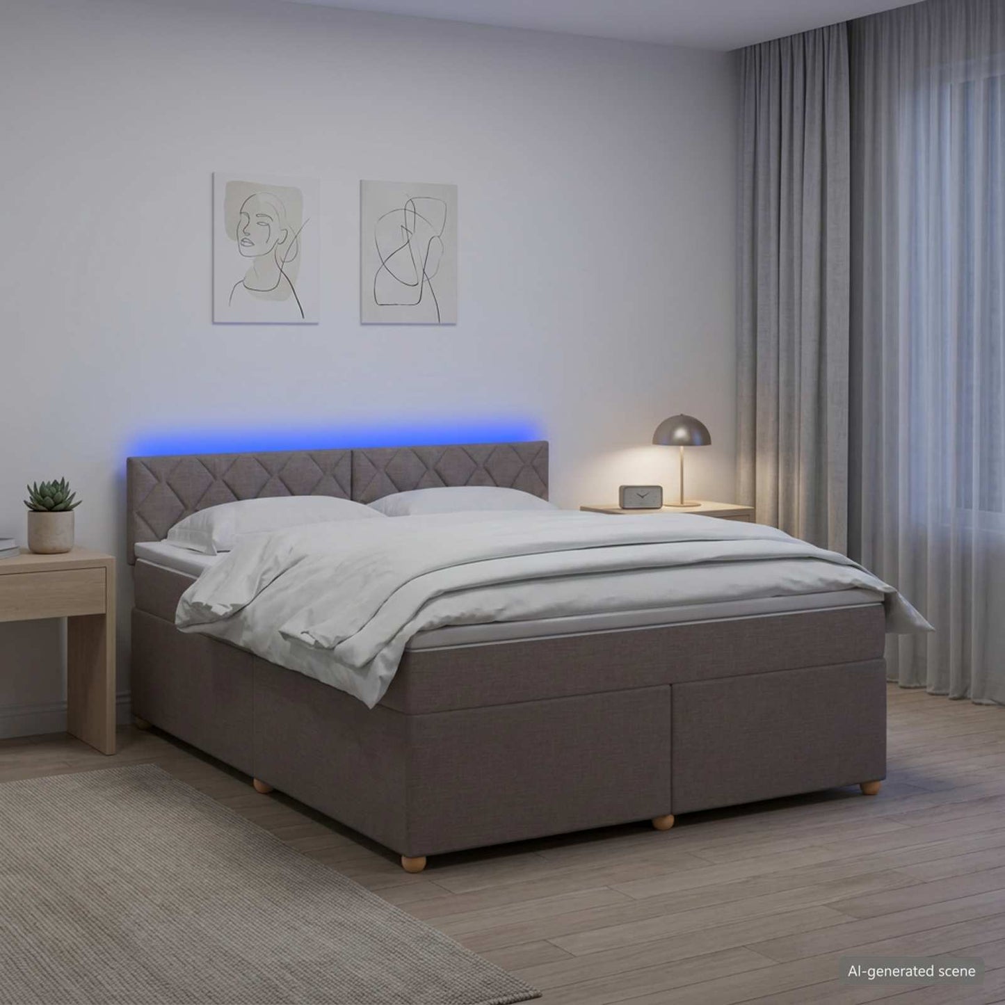 vidaXL Κρεβάτι box spring με στρώμα Taupe 140 x 200 cm Ύφασμα