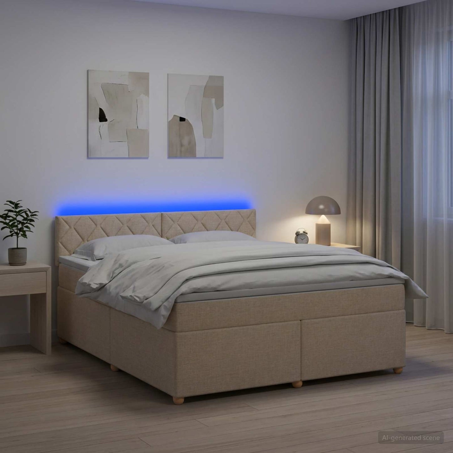 vidaXL Κρεβάτι box spring με στρώμα Κρεμ 140 x 190 cm Ύφασμα