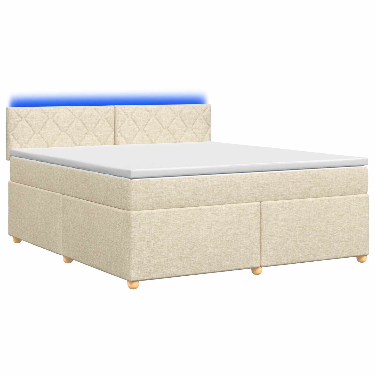 vidaXL Κρεβάτι box spring με στρώμα Κρεμ 180 x 200 cm Ύφασμα