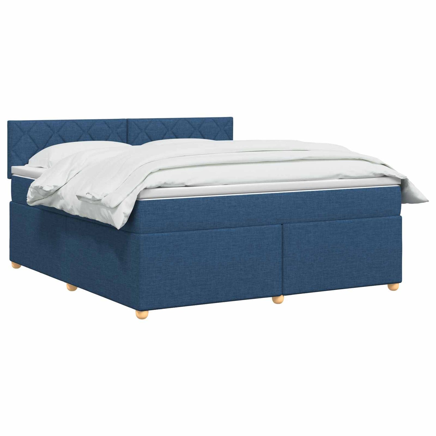vidaXL Κρεβάτι box spring με στρώμα Μπλε 180 x 200 cm Ύφασμα