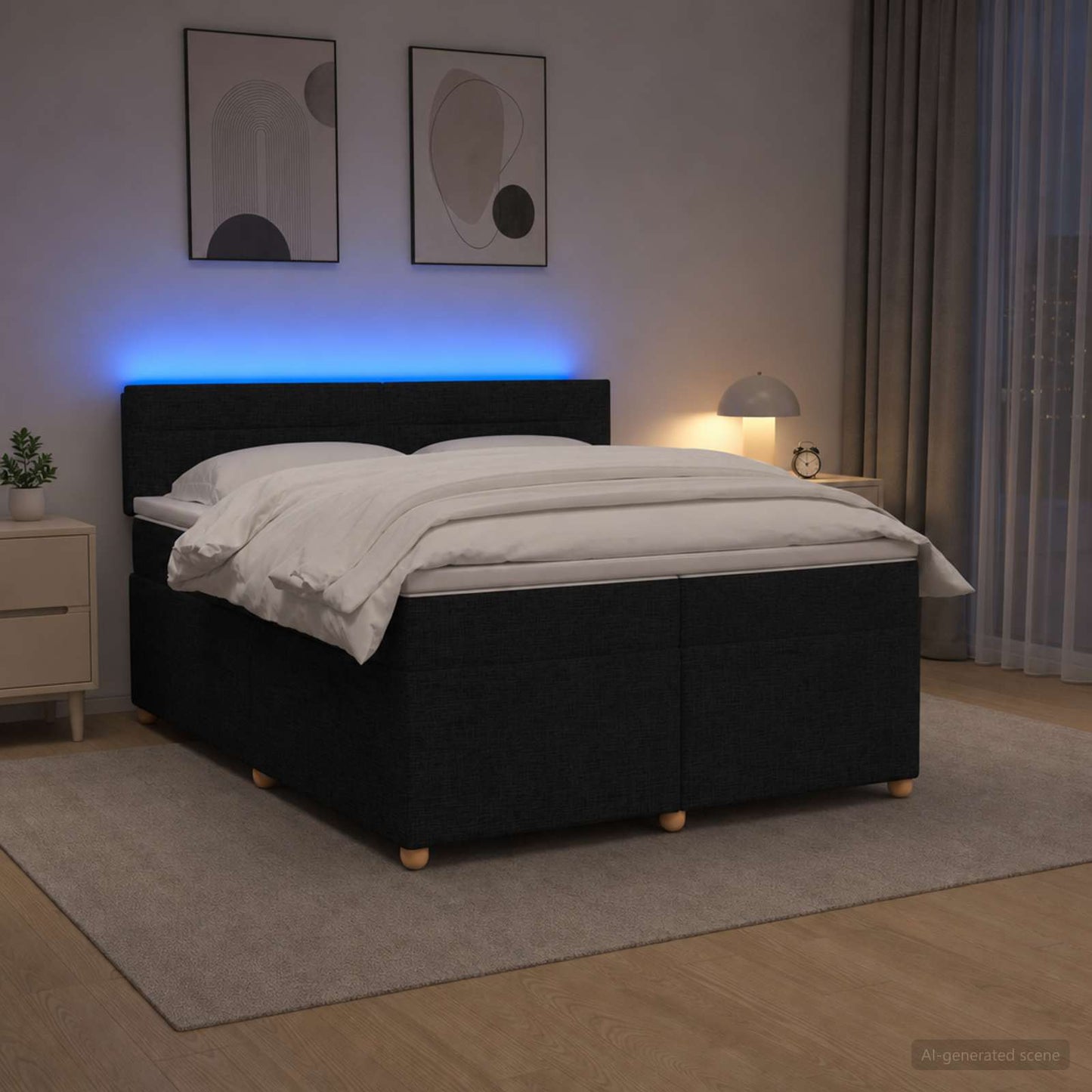 vidaXL Κρεβάτι box spring με στρώμα Μαύρο 200 x 200 cm Ύφασμα