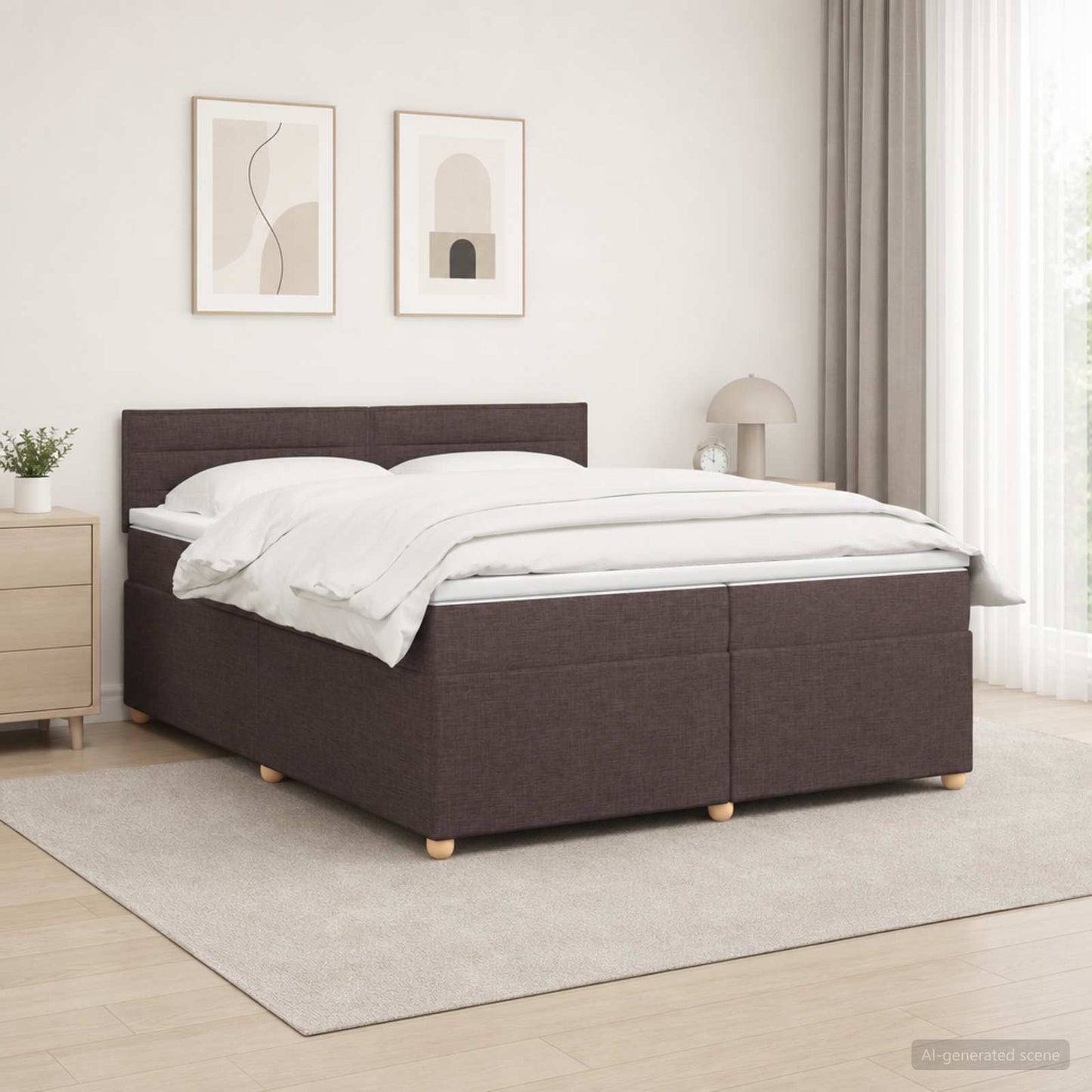 vidaXL Κρεβάτι box spring με στρώμα Σκούρο Καφέ 200 x 200 cm Ύφασμα