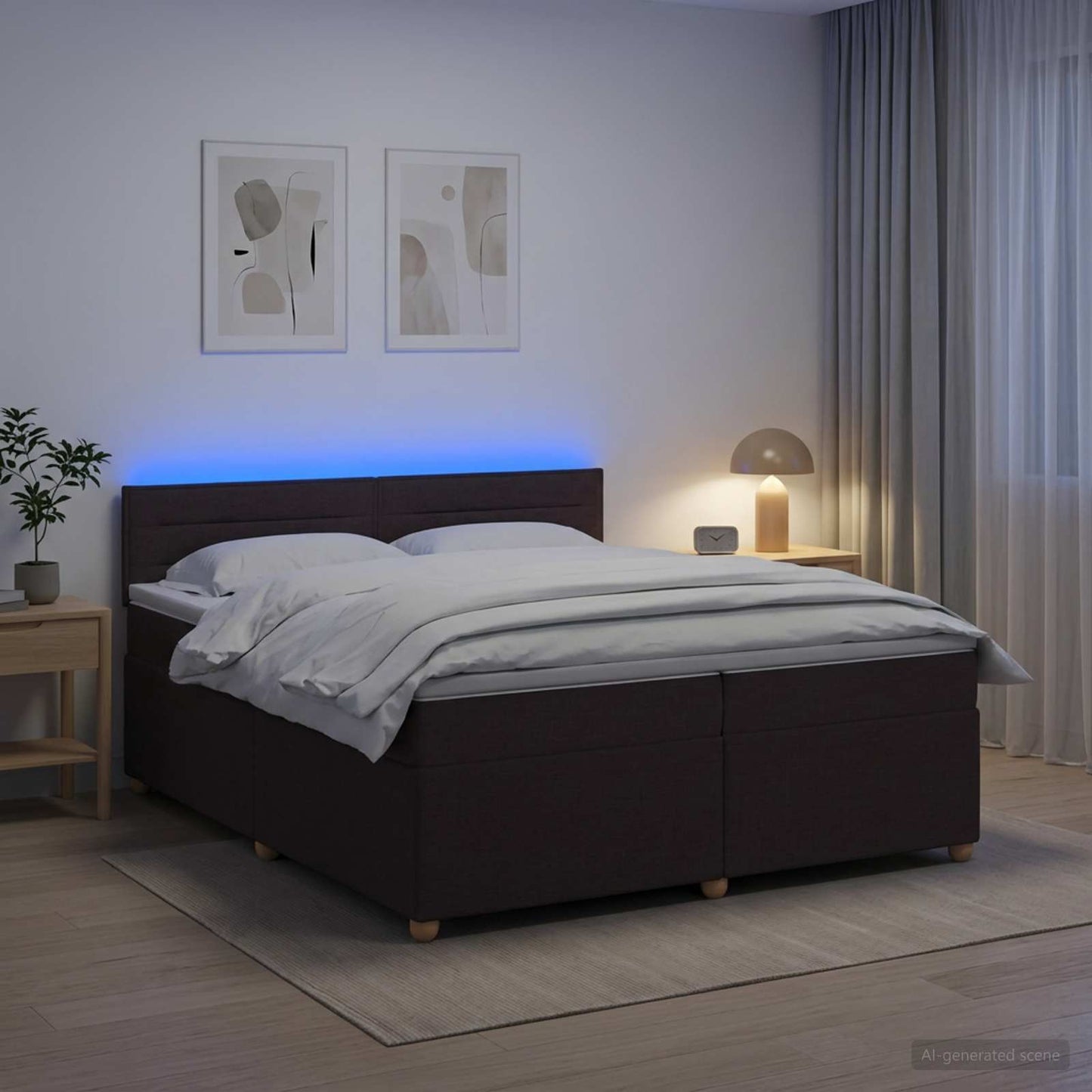 vidaXL Κρεβάτι box spring με στρώμα Σκούρο Καφέ 200 x 200 cm Ύφασμα