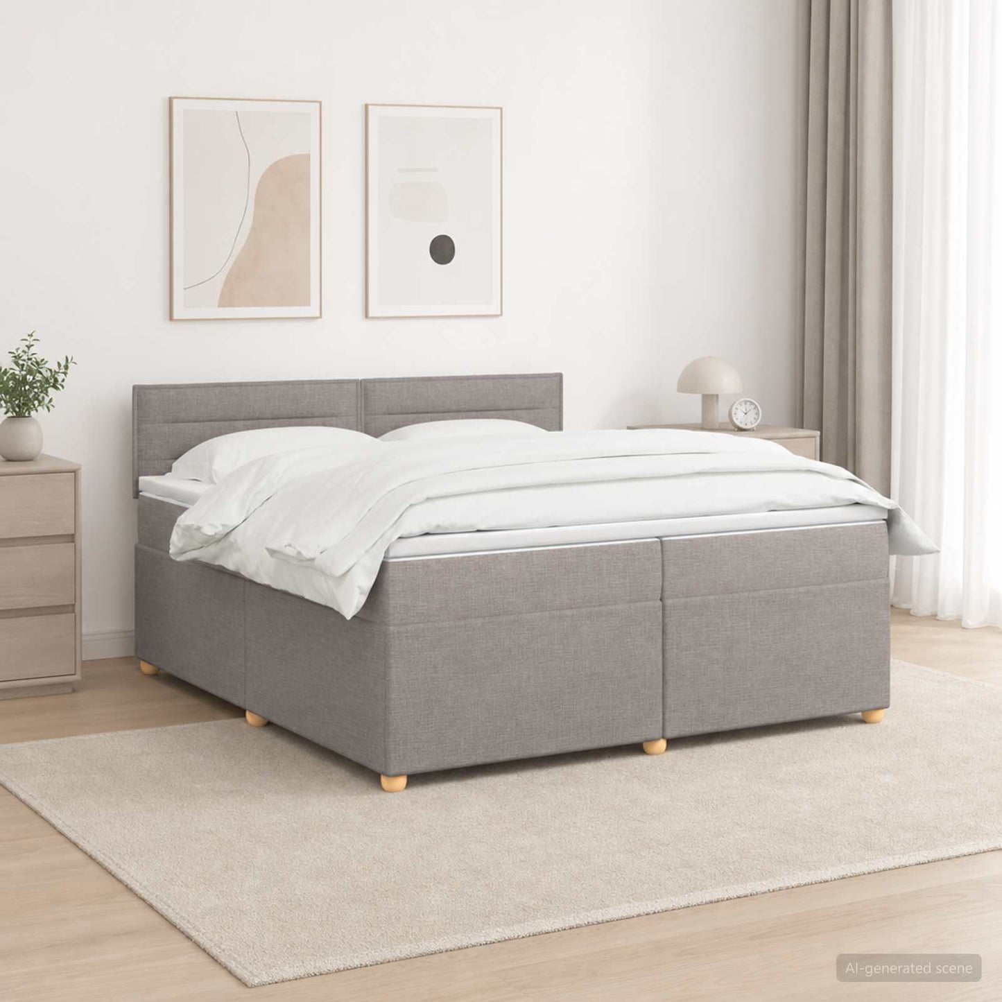 vidaXL Κρεβάτι box spring με στρώμα Taupe 200 x 200 cm Ύφασμα