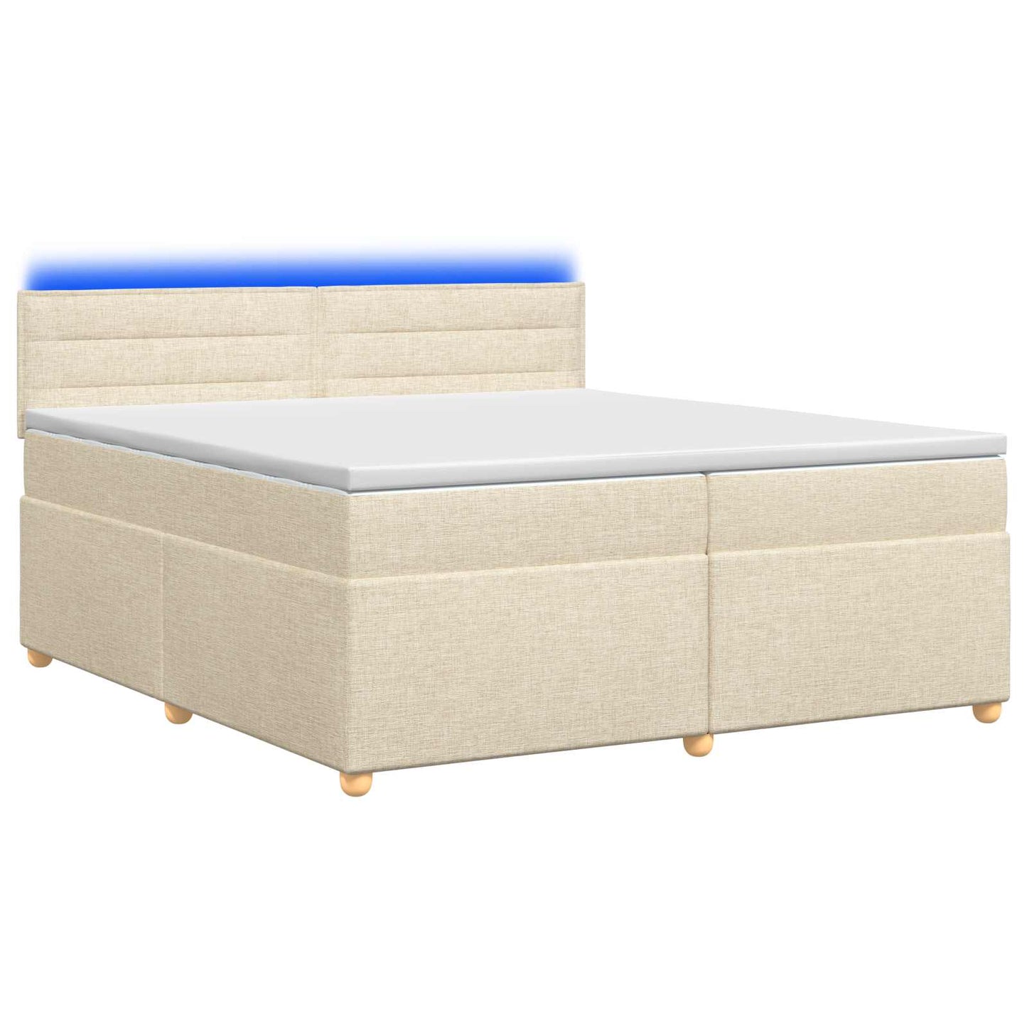 vidaXL Κρεβάτι box spring με στρώμα Κρεμ 200 x 200 cm Ύφασμα