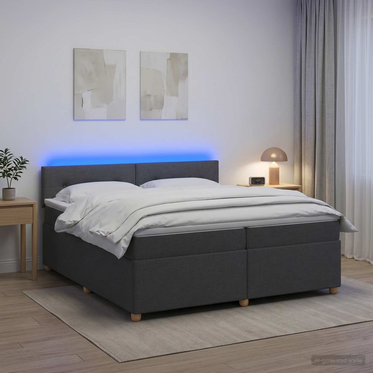 vidaXL Κρεβάτι box spring με στρώμα Σκούρο Γκρι 200 x 200 cm Ύφασμα