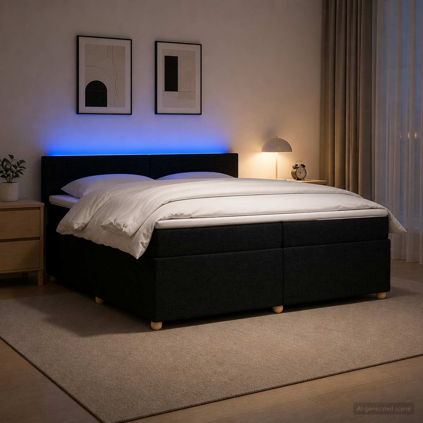 vidaXL Κρεβάτι box spring με στρώμα Μαύρο 200 x 200 cm Ύφασμα