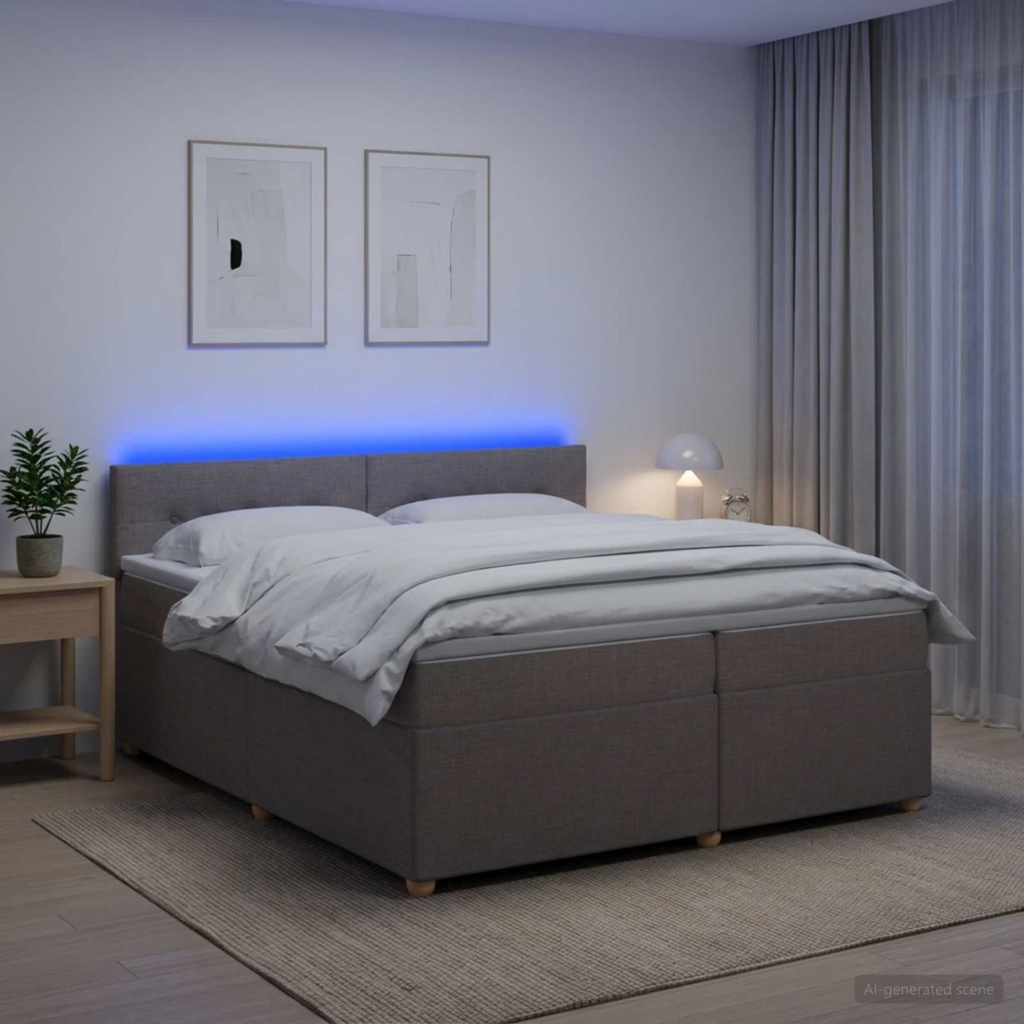 vidaXL Κρεβάτι box spring με στρώμα Taupe 200 x 200 cm Ύφασμα