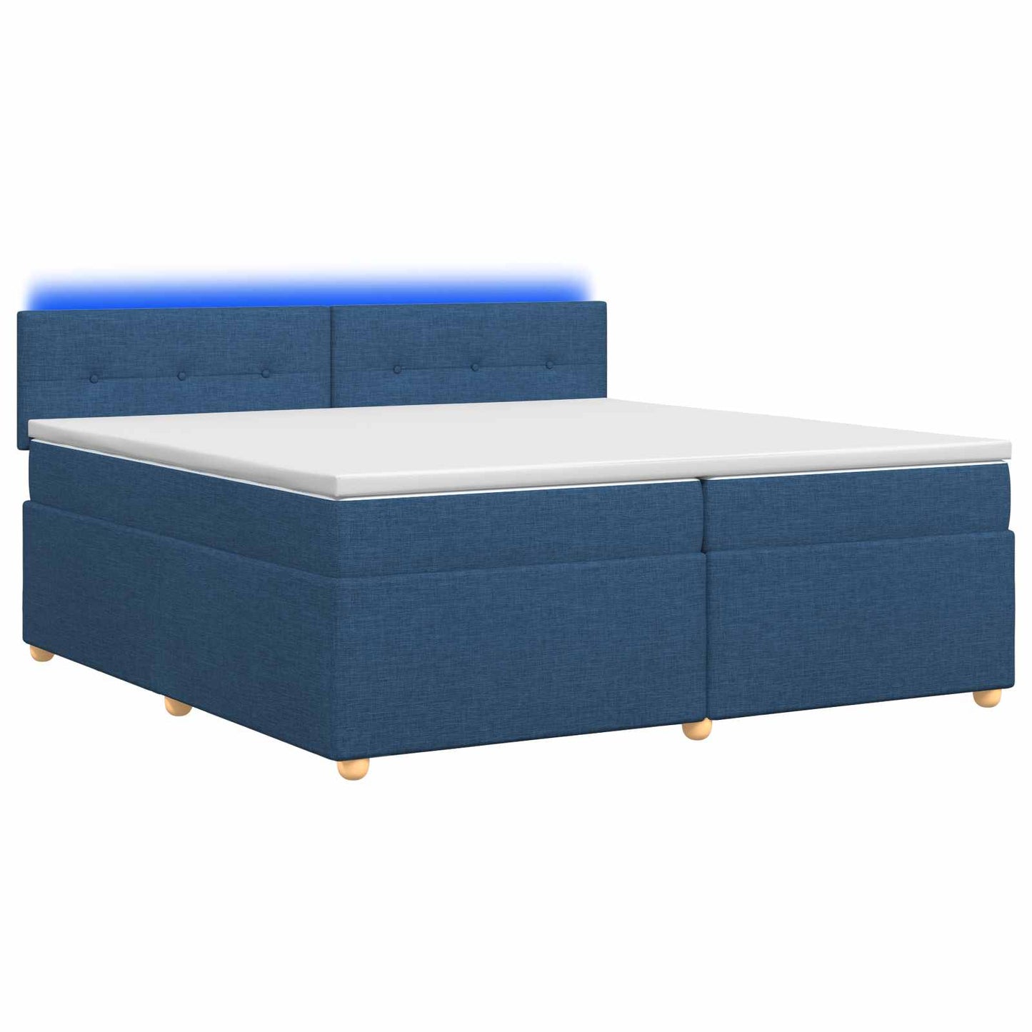 vidaXL Κρεβάτι box spring με στρώμα Μπλε 200 x 200 cm Ύφασμα