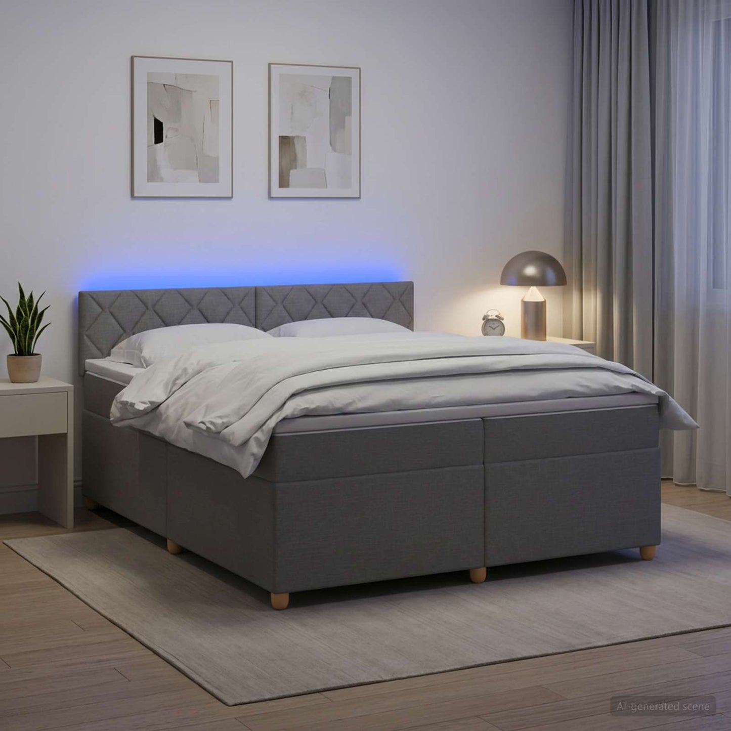 vidaXL Κρεβάτι box spring με στρώμα Ανοιχτό γκρι 200 x 200 cm Ύφασμα