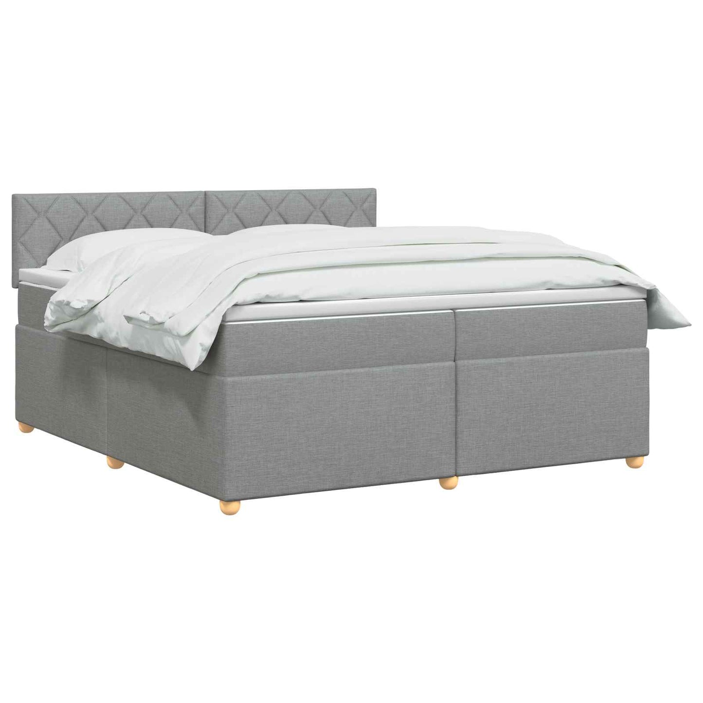 vidaXL Κρεβάτι box spring με στρώμα Ανοιχτό γκρι 200 x 200 cm Ύφασμα