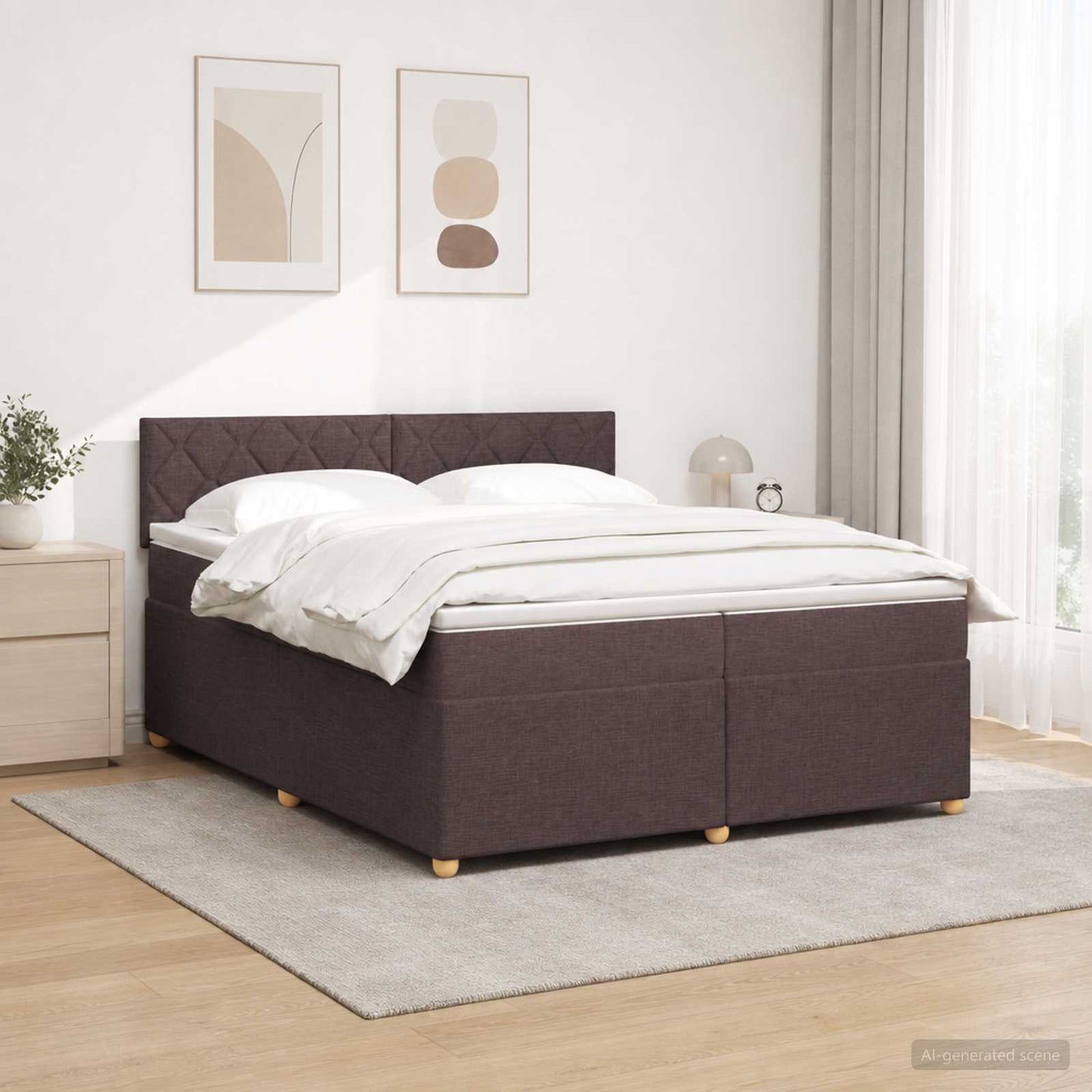 vidaXL Κρεβάτι box spring με στρώμα Σκούρο Καφέ 200 x 200 cm Ύφασμα