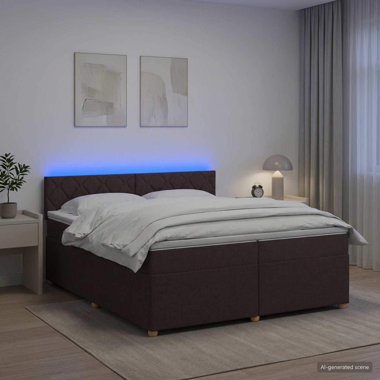 vidaXL Κρεβάτι box spring με στρώμα Σκούρο Καφέ 200 x 200 cm Ύφασμα
