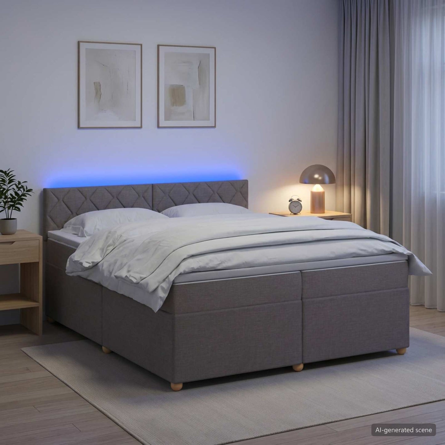 vidaXL Κρεβάτι box spring με στρώμα Taupe 200 x 200 cm Ύφασμα