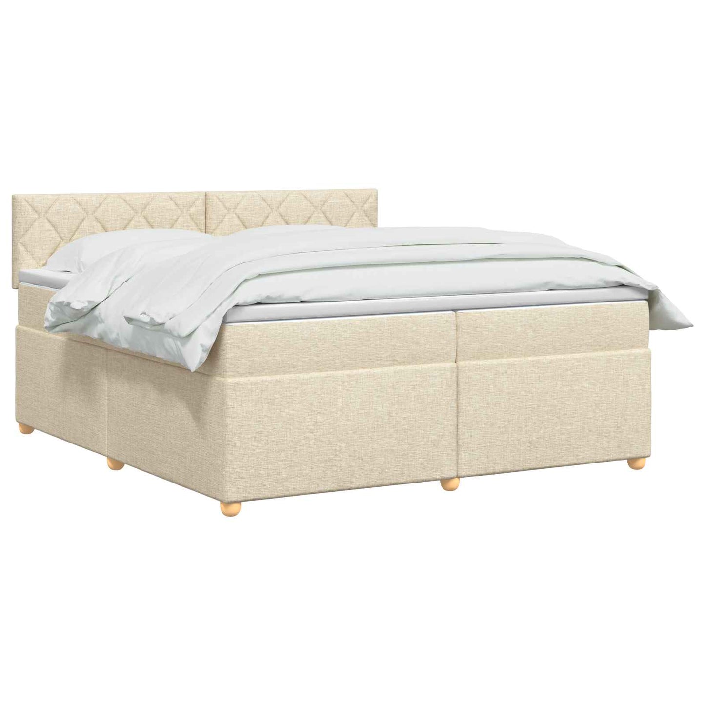 vidaXL Κρεβάτι box spring με στρώμα Κρεμ 200 x 200 cm Ύφασμα