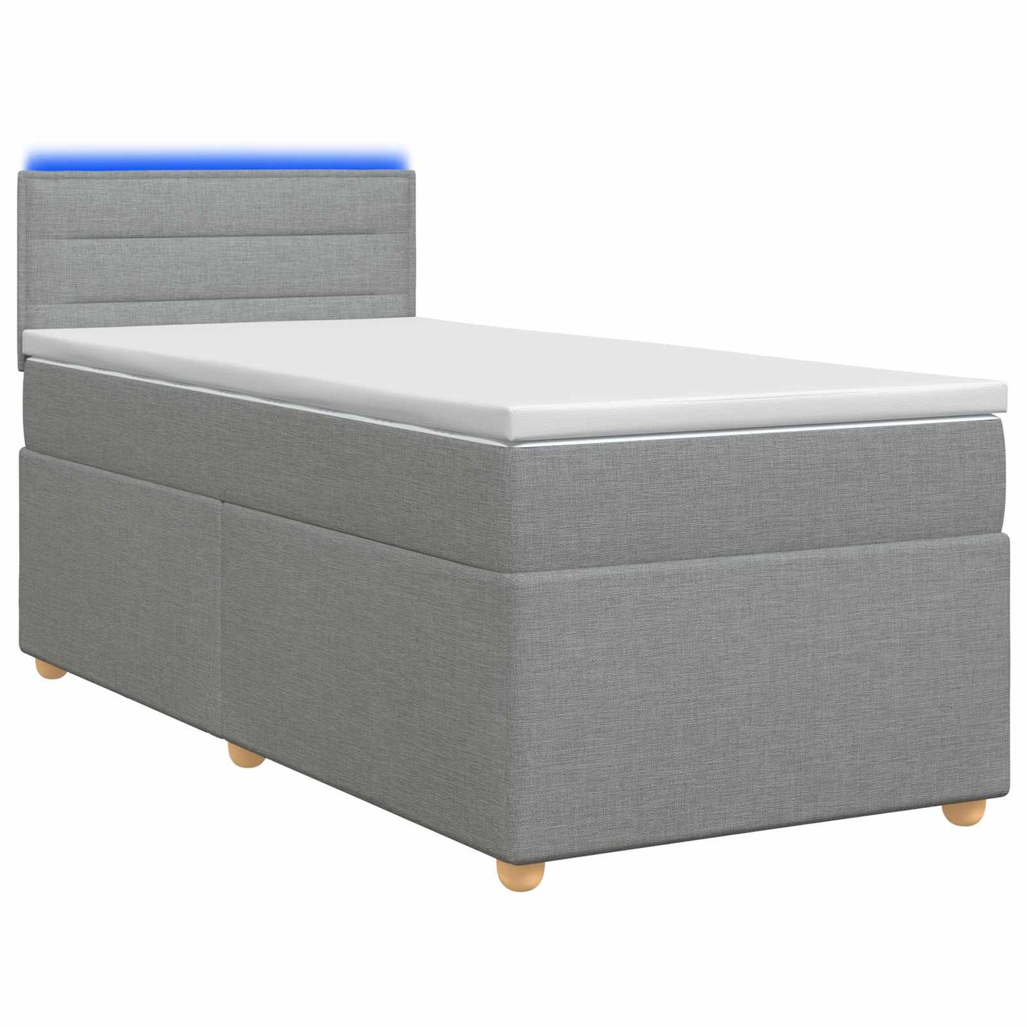 vidaXL Κρεβάτι Box Spring με Στρώμα και LED Ανοιχτό γκρι 90 x 190 cm