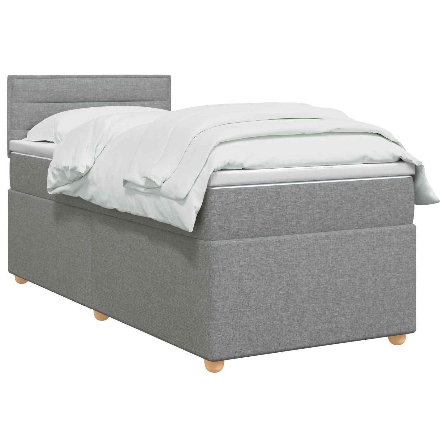 vidaXL Κρεβάτι Box Spring με Στρώμα και LED Ανοιχτό γκρι 90 x 190 cm