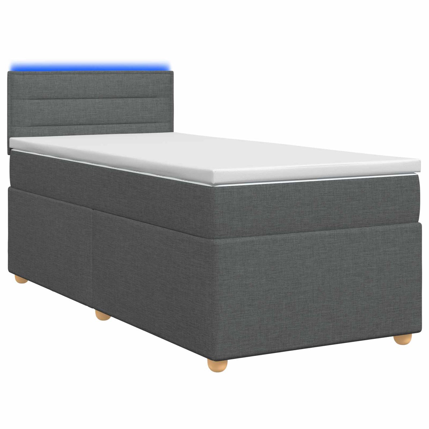 vidaXL Κρεβάτι Box Spring με Στρώμα και LED Σκούρο Γκρι 90 x 190 cm