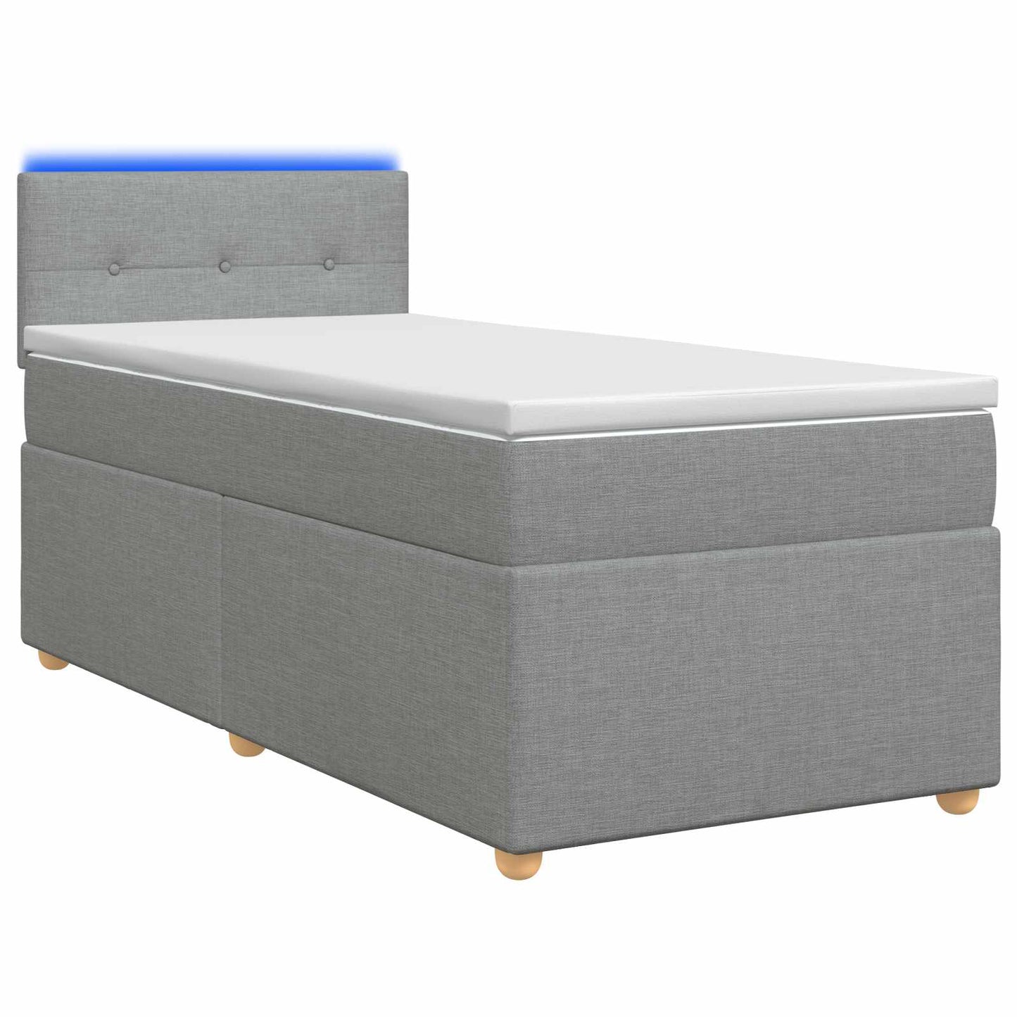 vidaXL Κρεβάτι Box Spring με Στρώμα και LED Ανοιχτό γκρι 90 x 190 cm
