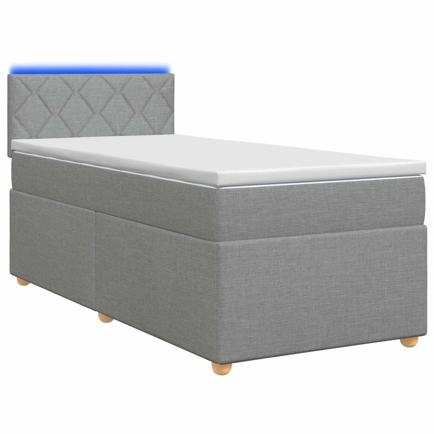 vidaXL Κρεβάτι Box Spring με Στρώμα και LED Ανοιχτό γκρι 90 x 190 cm