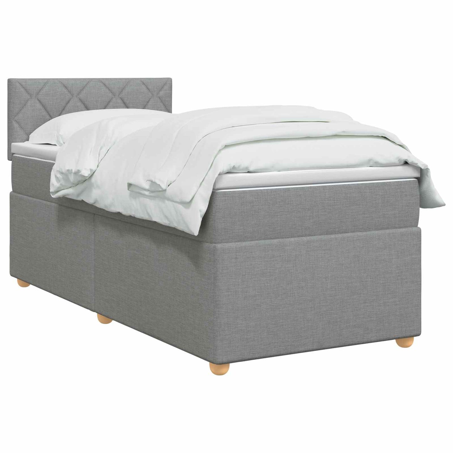vidaXL Κρεβάτι Box Spring με Στρώμα και LED Ανοιχτό γκρι 90 x 190 cm