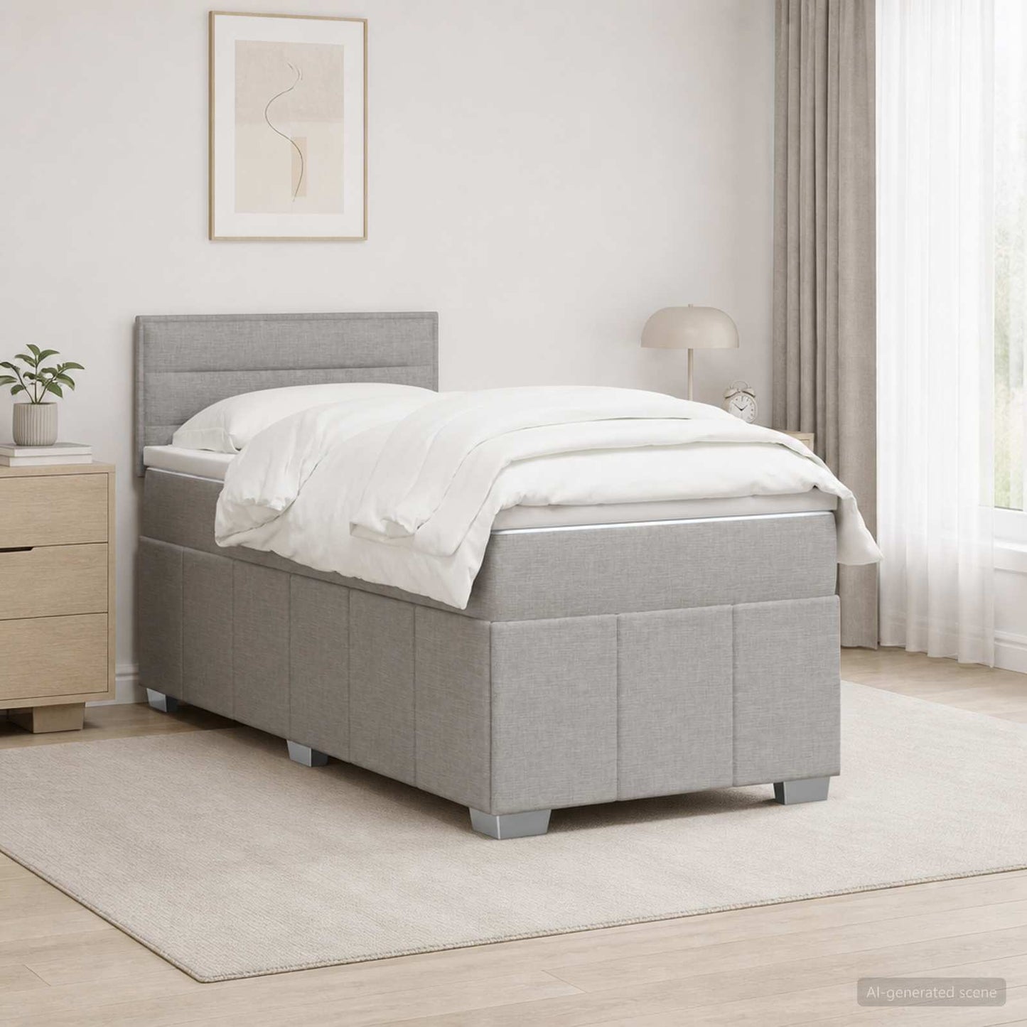 vidaXL Κρεβάτι box spring με στρώμα Ανοιχτό γκρι 90 x 200 cm Ύφασμα