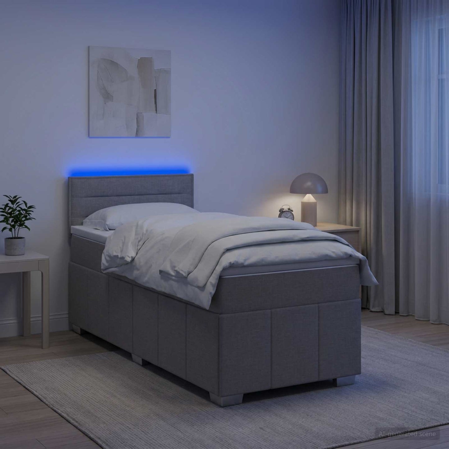 vidaXL Κρεβάτι box spring με στρώμα Ανοιχτό γκρι 90 x 200 cm Ύφασμα
