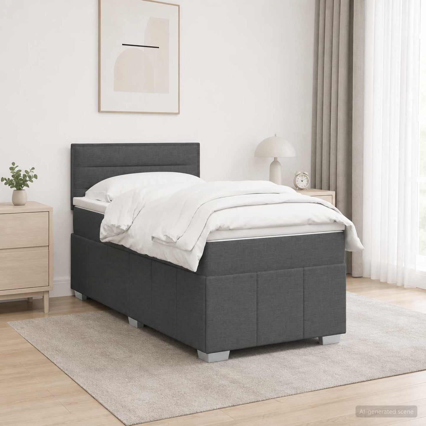 vidaXL Κρεβάτι box spring με στρώμα Σκούρο Γκρι 90 x 190 cm Ύφασμα