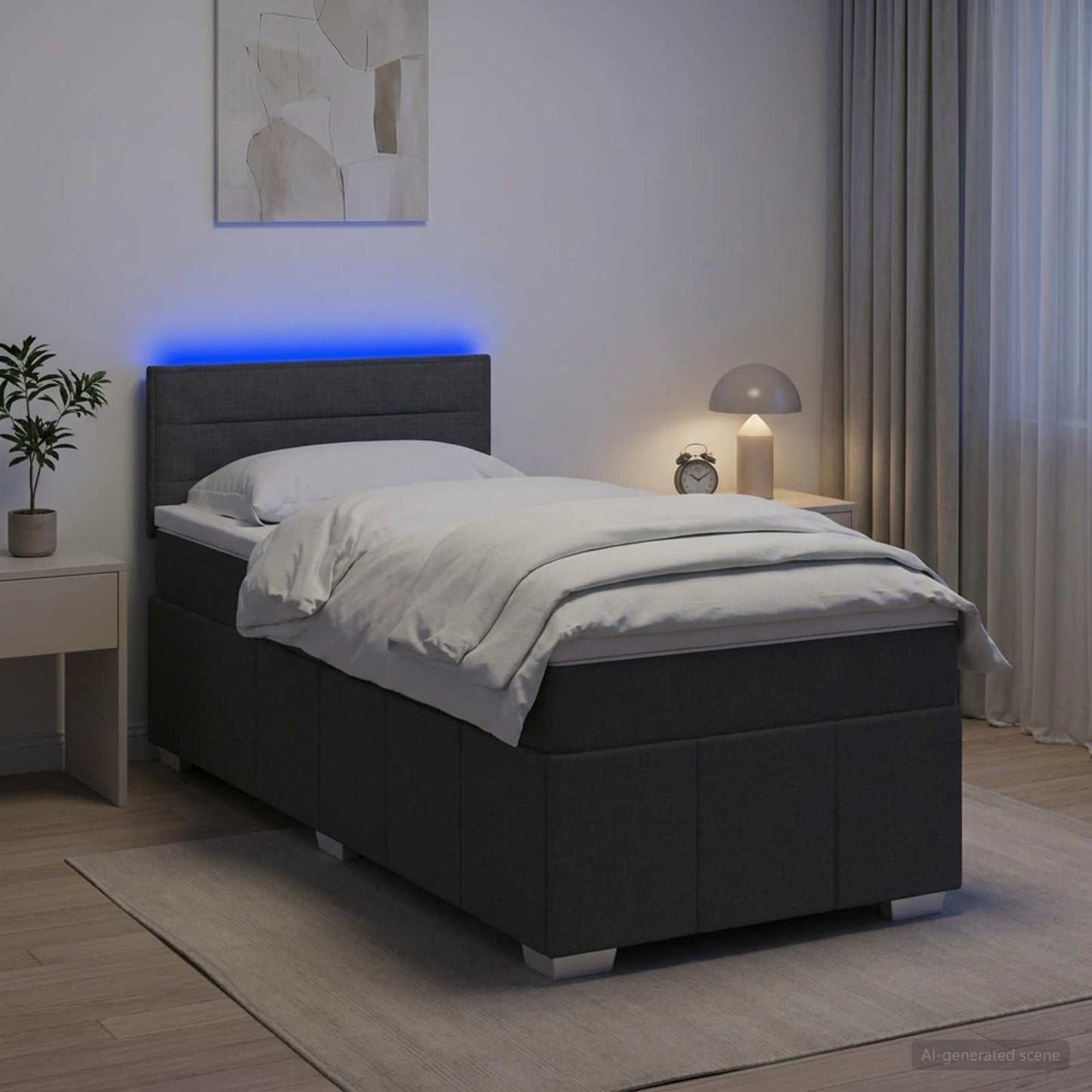 vidaXL Κρεβάτι box spring με στρώμα Σκούρο Γκρι 90 x 190 cm Ύφασμα