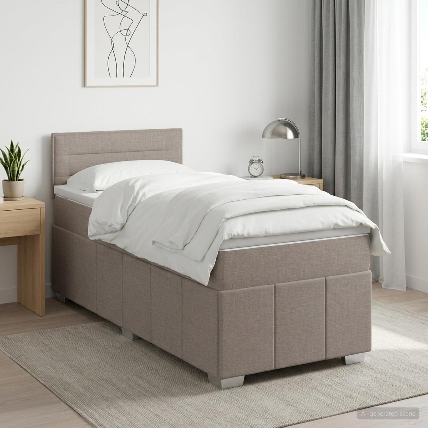 vidaXL Κρεβάτι box spring με στρώμα Taupe 100 x 200 cm Ύφασμα