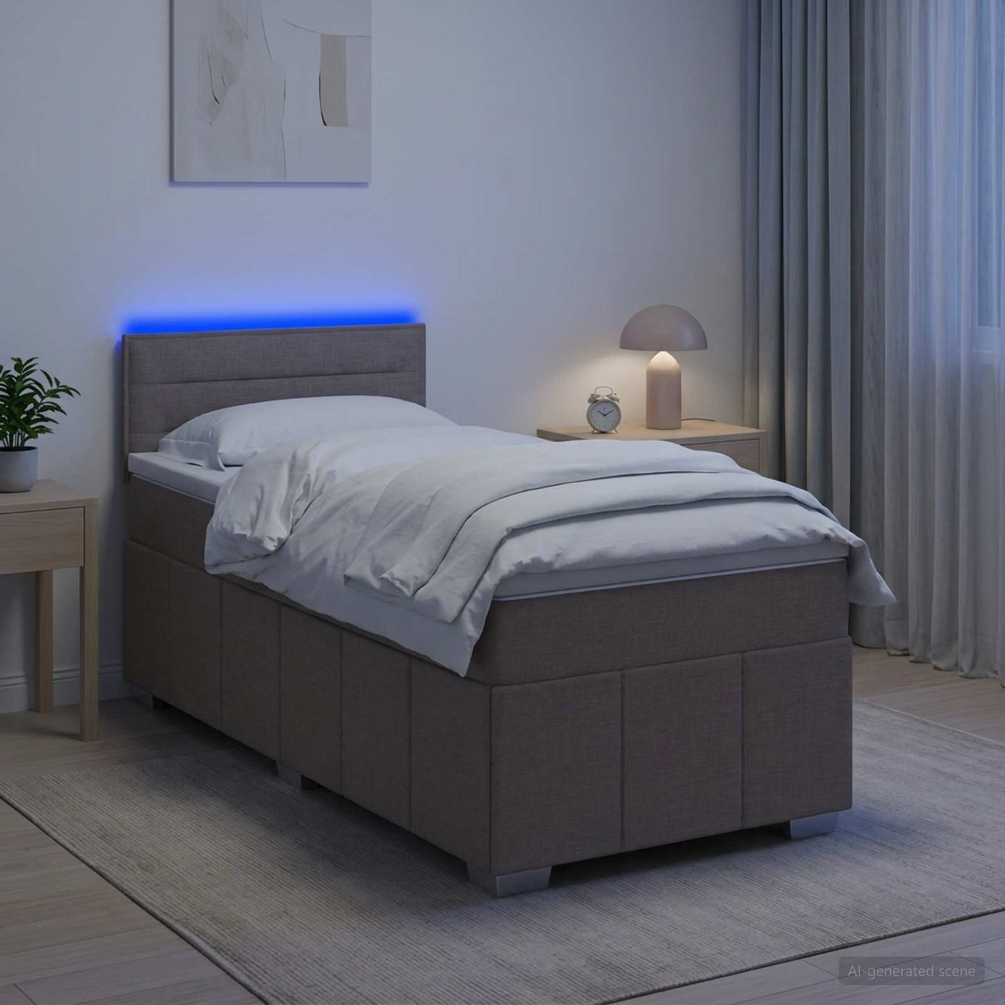 vidaXL Κρεβάτι box spring με στρώμα Taupe 100 x 200 cm Ύφασμα