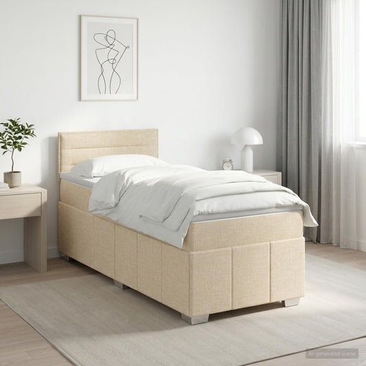 vidaXL Κρεβάτι box spring με στρώμα Κρεμ 80 x 200 cm Ύφασμα