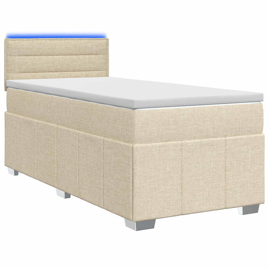 vidaXL Κρεβάτι box spring με στρώμα Κρεμ 80 x 200 cm Ύφασμα