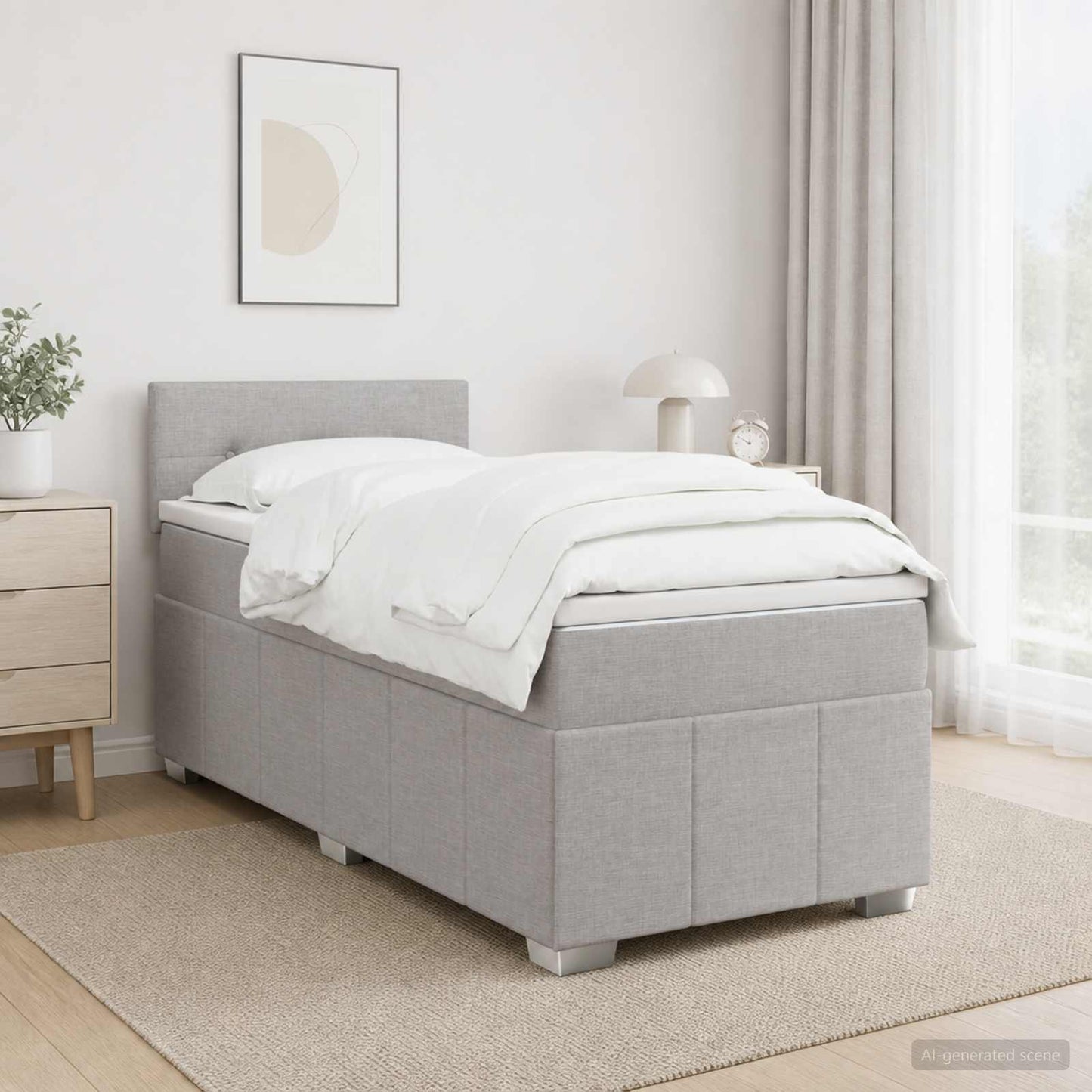vidaXL Κρεβάτι box spring με στρώμα Ανοιχτό γκρι 90 x 200 cm Ύφασμα