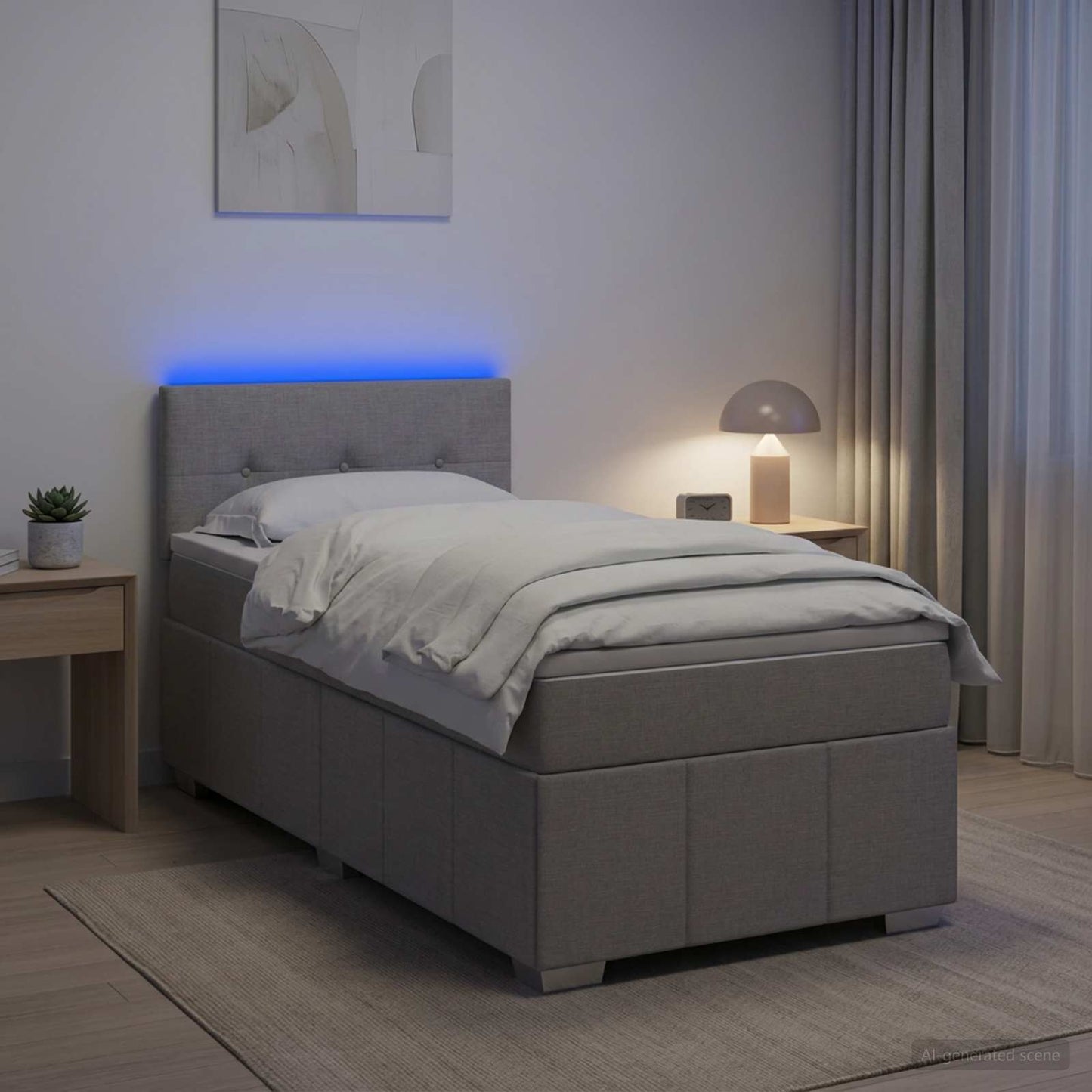 vidaXL Κρεβάτι box spring με στρώμα Ανοιχτό γκρι 80 x 200 cm Ύφασμα