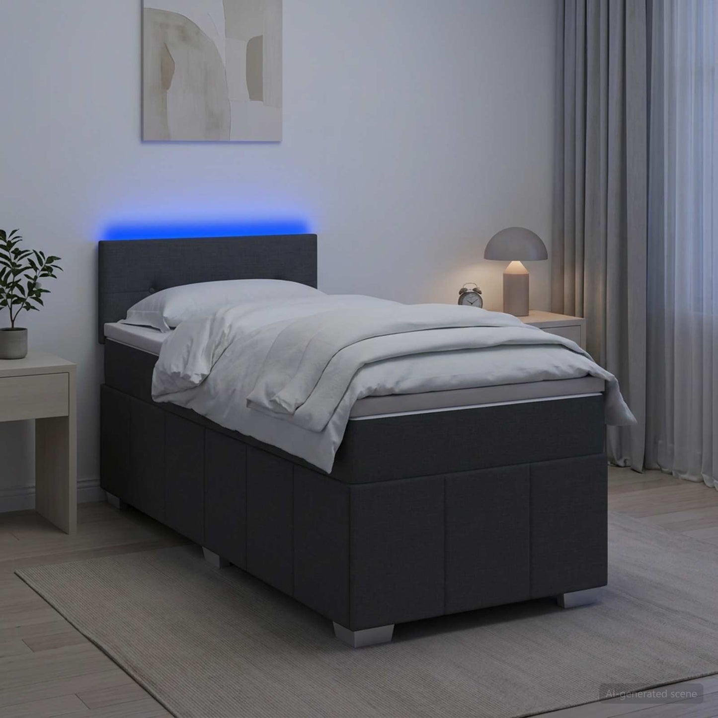 vidaXL Κρεβάτι box spring με στρώμα Σκούρο Γκρι 90 x 190 cm Ύφασμα