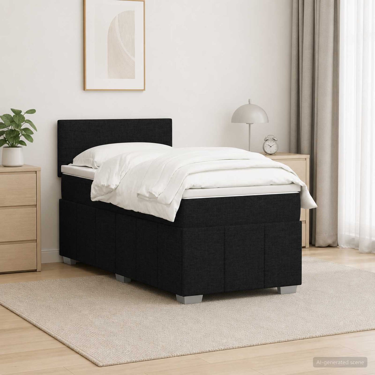 vidaXL Κρεβάτι box spring με στρώμα Μαύρο 80 x 200 cm Ύφασμα