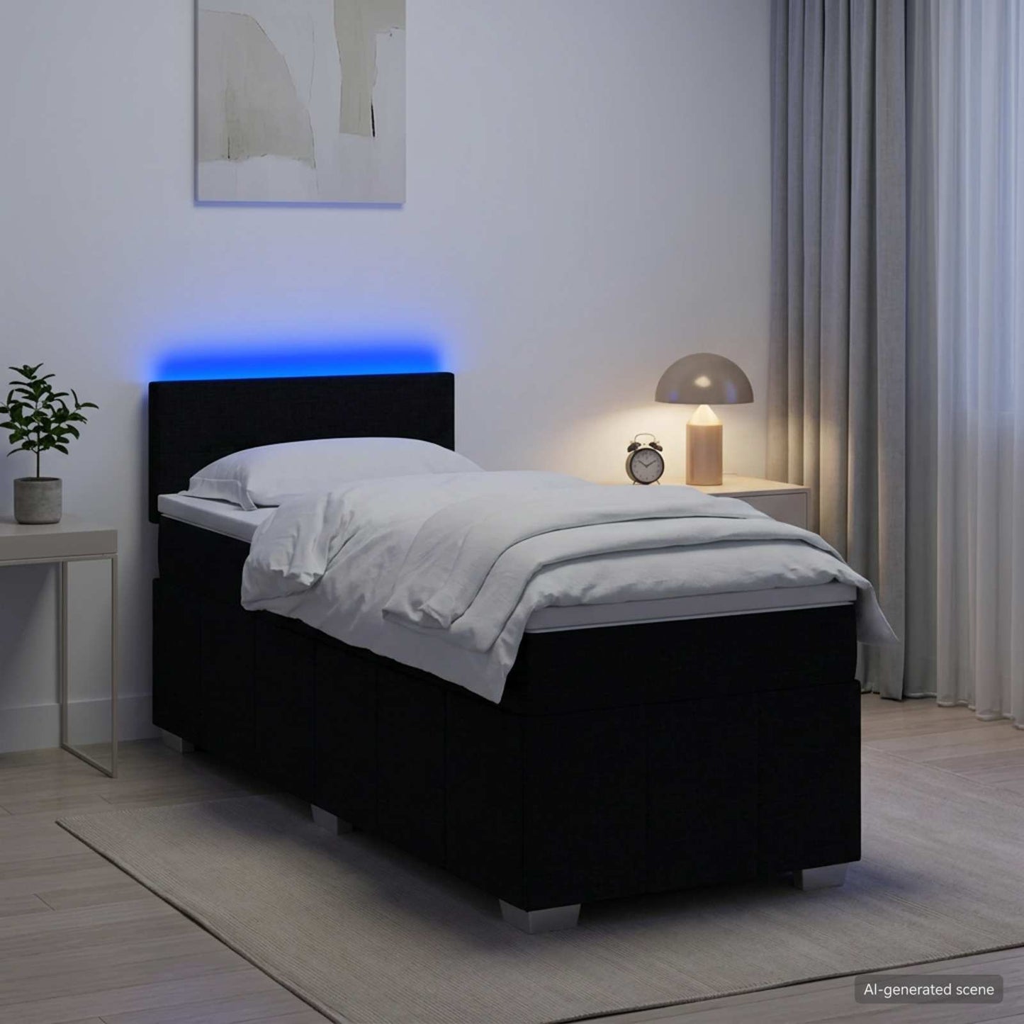 vidaXL Κρεβάτι box spring με στρώμα Μαύρο 80 x 200 cm Ύφασμα