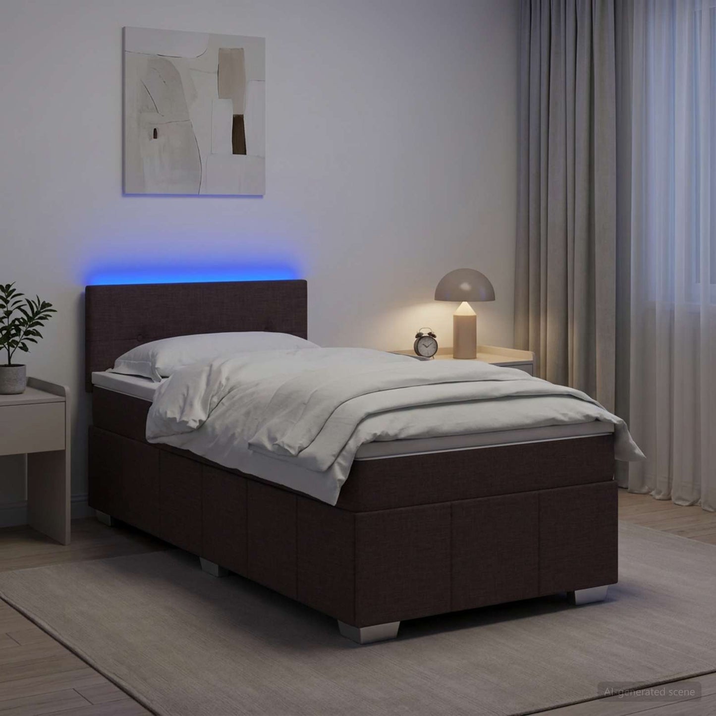 vidaXL Κρεβάτι box spring με στρώμα Σκούρο Καφέ 90 x 200 cm Ύφασμα