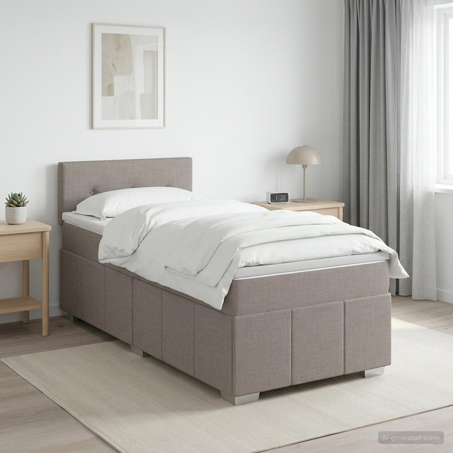 vidaXL Κρεβάτι box spring με στρώμα Taupe 100 x 200 cm Ύφασμα