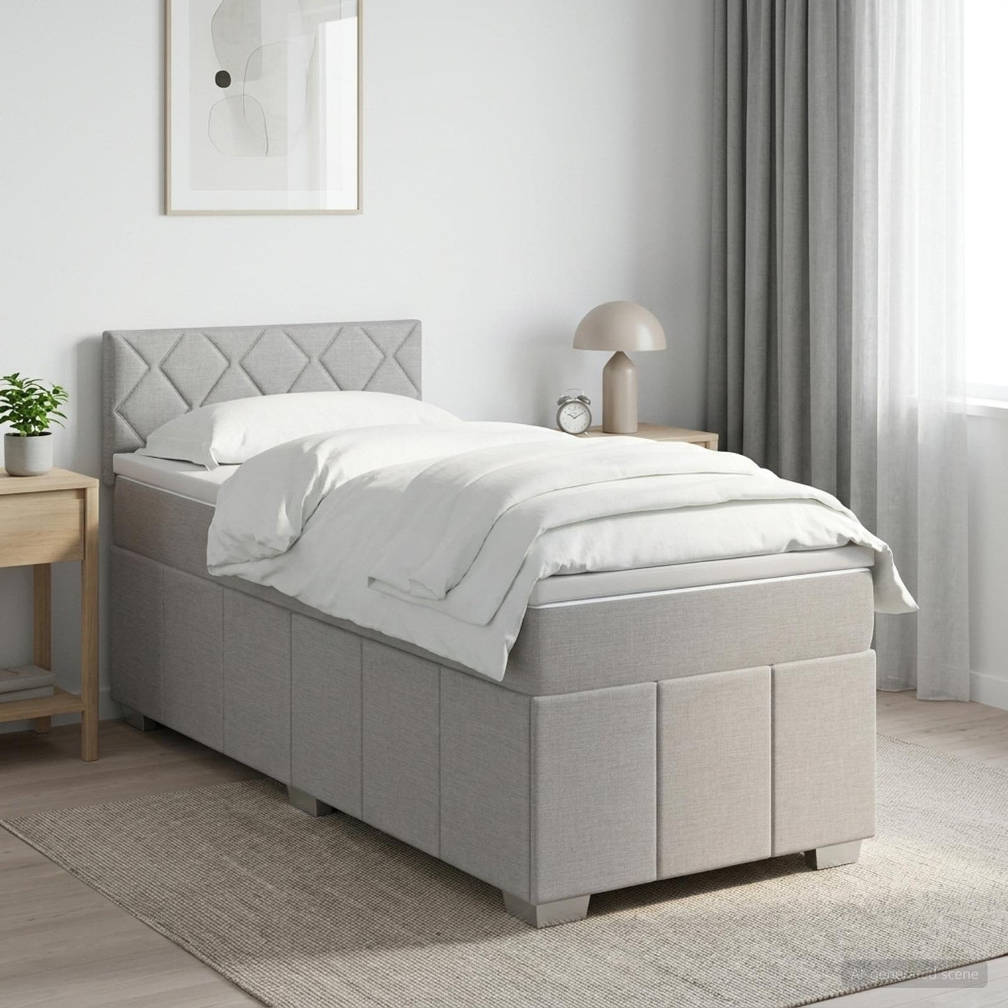 vidaXL Κρεβάτι box spring με στρώμα Ανοιχτό γκρι 90 x 200 cm Ύφασμα