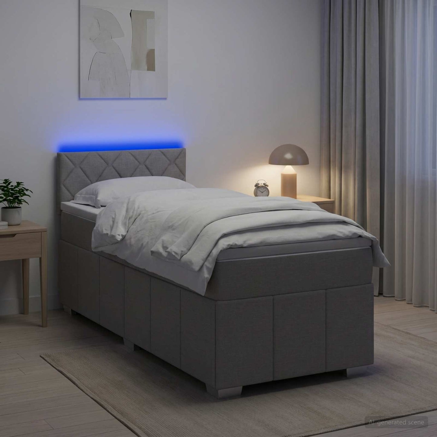 vidaXL Κρεβάτι box spring με στρώμα Ανοιχτό γκρι 80 x 200 cm Ύφασμα