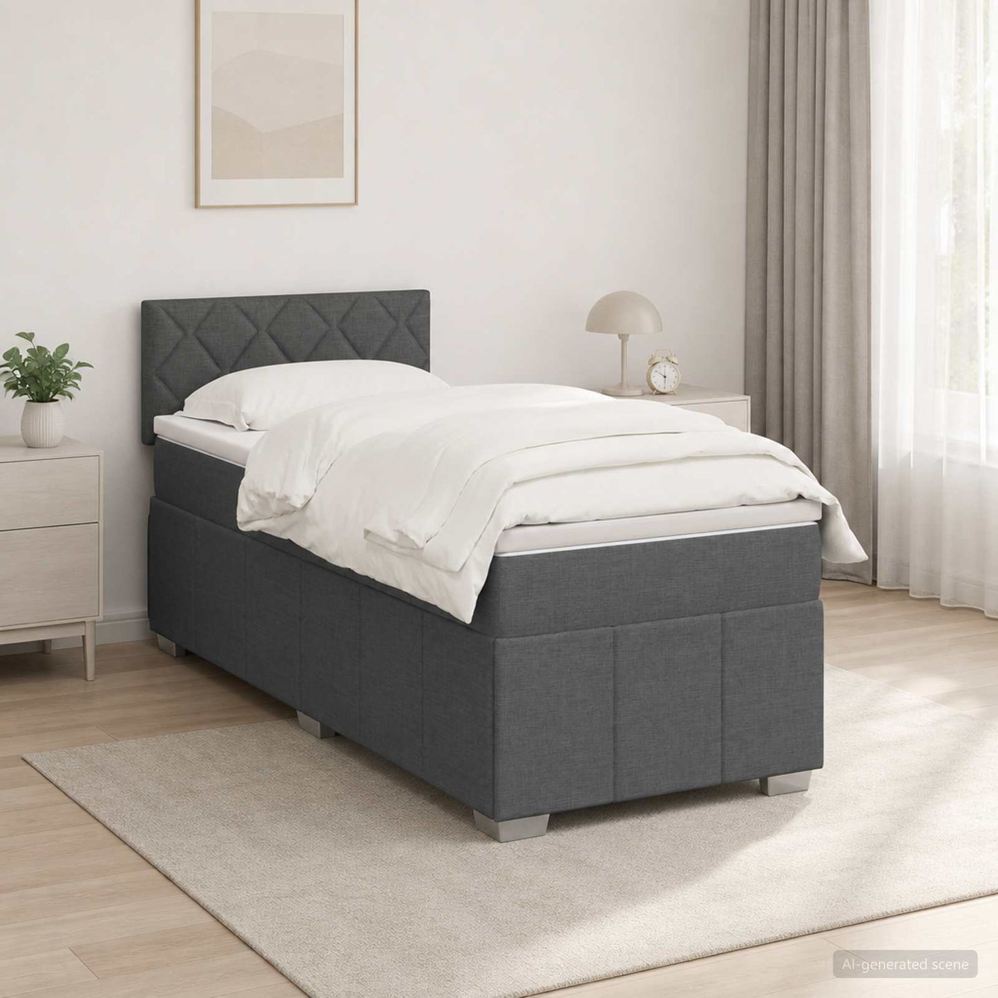 vidaXL Κρεβάτι box spring με στρώμα Σκούρο Γκρι 80 x 200 cm Ύφασμα