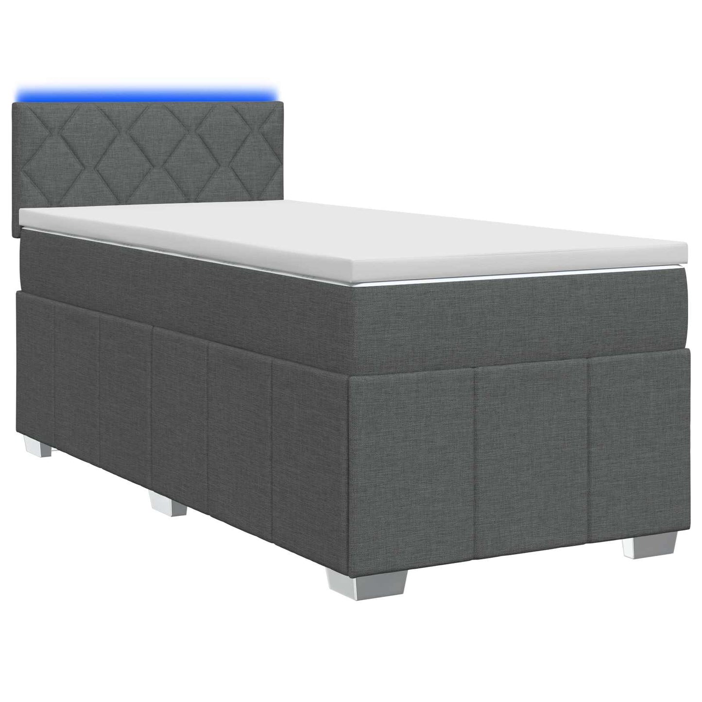 vidaXL Κρεβάτι box spring με στρώμα Σκούρο Γκρι 80 x 200 cm Ύφασμα