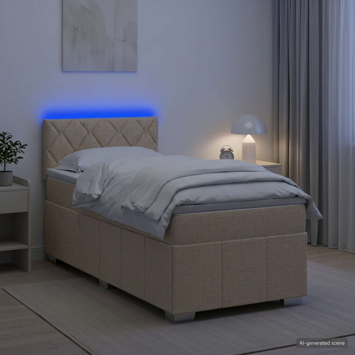 vidaXL Κρεβάτι box spring με στρώμα Κρεμ 100 x 200 cm Ύφασμα